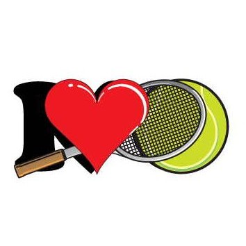 I Love Tennis w/ Racket Promotional Magnet w/ Strip Magnet (2 Square Inch)