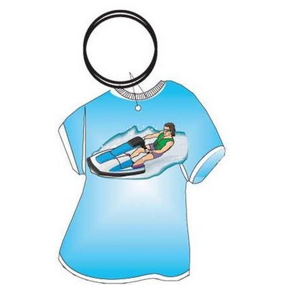 Jet Ski T Shirt Key Chain w/Clear Mirrored Back (4 Square Inch)