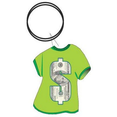 Dollar Sign $100 Bill T-Shirt Key Chain w/Clear Mirrored Back (4 Square Inch)