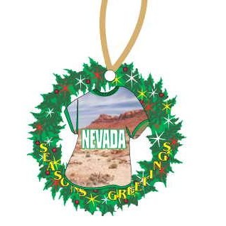 Nevada Desert T-Shirt Promotional Wreath Ornament w/ Black Back (4 Square Inch)