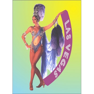 Vegas Showgirl in Purple Rectangle Badge w/ Bar Pin (2.5"x3.5")