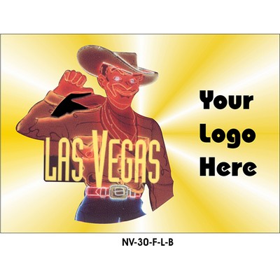 Vegas Vic Neon Cowboy Rectangle Badge w/ Bar Pin (2.5"x3.5")