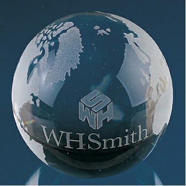 Optical Crystal World Globe w/Flat Bottom