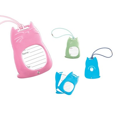 Cat Shape Aluminum Luggage Tag with ID Insert Card