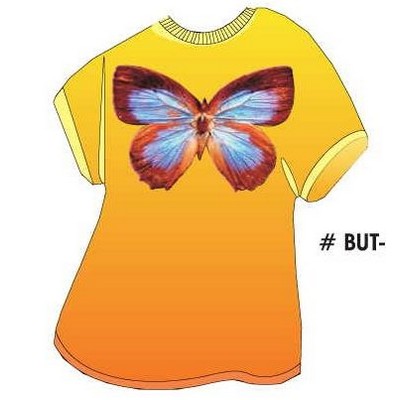 Blue & Brown Butterfly T Shirt Acrylic Coaster w/Felt Back