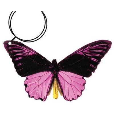 Black & Purple Butterfly Keychain w/Mirrored Back (8 Square Inch)