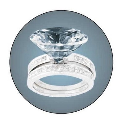 Diamond Ring Round Metal Photo Magnet (2 1/2")