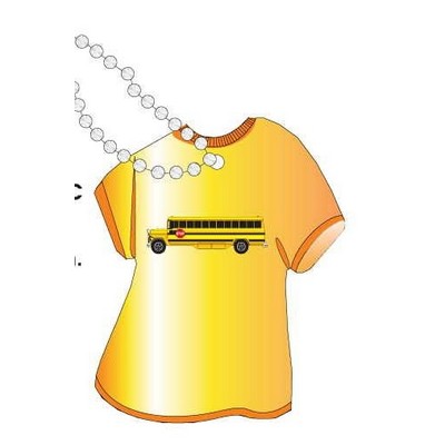 School Bus Promotional T Shirt Key Chain w/ Black Back (4 Square Inch)