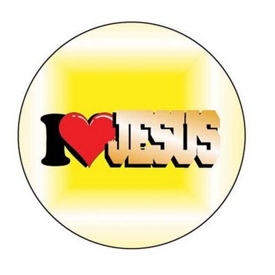 I Love Jesus Round Badge w/ Bar Pin (2 1/2" Diameter)