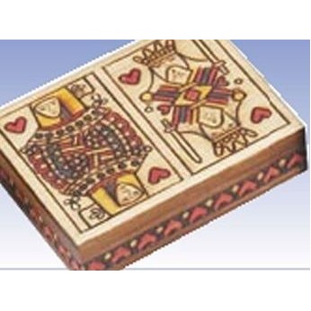 Playing Card Box w/King & Queen Of Hearts On Lid (6 1/4"x4 5/8"x1 5/8")
