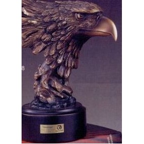 Copper Finish Feathery Eagle Head Trophy w/Round Base (4"x7.5")