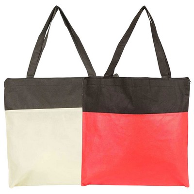 Non Woven Polypropylene Zippered Tote Bag (16"x15"x1")