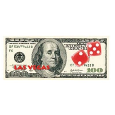 Las Vegas Dice $100 Bill Magnet w/ Full Magnetic Back (10 Square Inch)