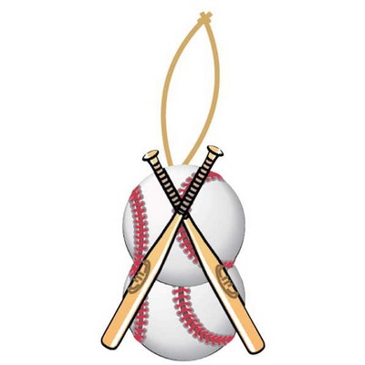 Baseballs & Bats Ornament w/ Clear Mirrored Back (2 Square Inch)