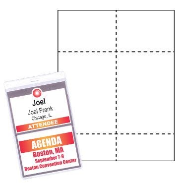 Classic Vertical Paper Agenda/Name Badge Insert/ 4 Color Process(4 1/4"x6") Pack of 50