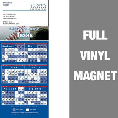 Texas Pro Baseball Schedule Vinyl Magnet (3 1/2"x8 1/2")