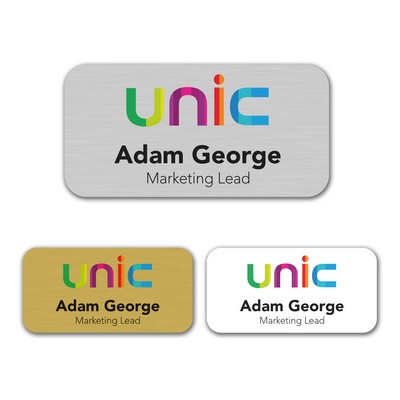3" x 1.5" Aluminum Name Badge w/Full Color Imprint & Personalization