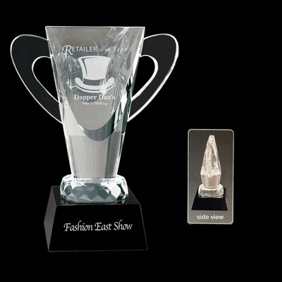 6 1/2" Optical Crystal Cup On Black Pedestal Base