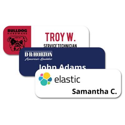 3" x 1" Matte Plastic Name Badge with Full Color Imprint & Personalization
