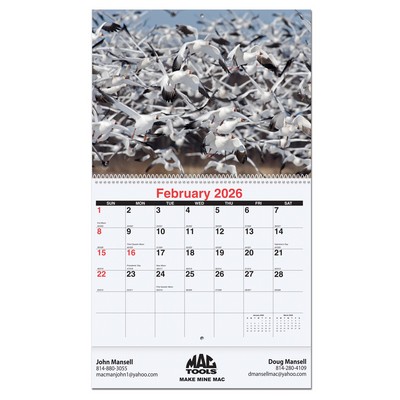 Wildlife Monthly Wall Calendar w/Coil Binding (10 5/8"x 18 ¼")