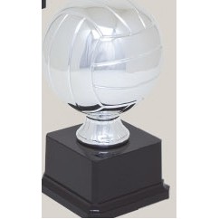 Silver Small Volleyball Sport Ball Resin Trophy w/3.75" x 2.125" Black Base