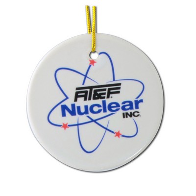 Circle Shape Ceramic Ornament w/Full Color Imprint