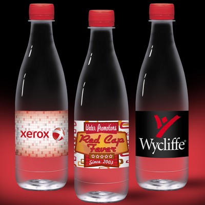 16.9 Oz. Spring Water Full Color Label, Clear "Glastic" Bottle w/Red Cap