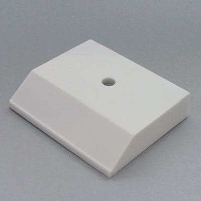 White Plastic Rectangular Trophy Base w/Mounting Hole & Sloping Front (3½" x 3")