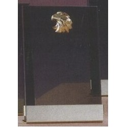 Gold Eagle Smoked Glass Award w/Gold Plastic Mounts & Aluminum Alloy Base (5"x7.5")