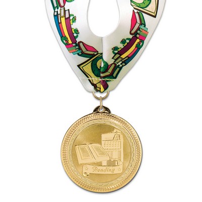 Reading Brite Laser Medal w/Stock Millennium Neck Ribbon (2")