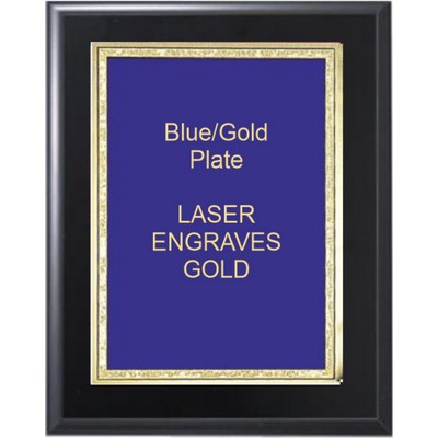 Black Matte Plaque 9" x 12" - Blue/Gold 7" x 10" Florentine Plate