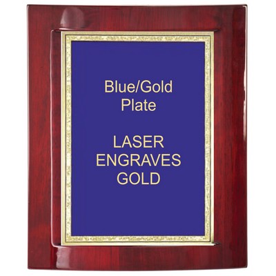 Eclipse Rosewood Piano Finish 7-1/2" x 9" Plaque - W/ 5" x 7" Blue/Gold FlorentinePlate