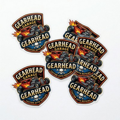 .004 Custom Shape Clear Gloss Vinyl / low tack adh face Decals (4.1 to 7 sq in) Full Color