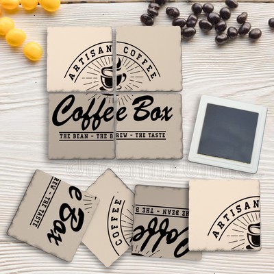 4 Custom Printed Ceramic Stone Magnet Puzzle with Chiseled Edge