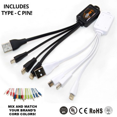 Acrylic Dome Universal Usb Charging Cable - W/ Type - C