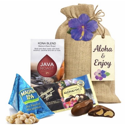 Aloha Coffee & Macadamia Gift Set in Jute Ba