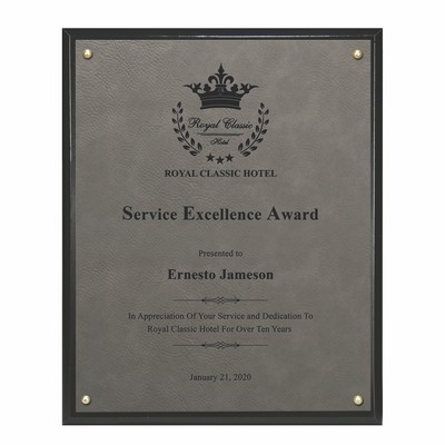 Classic Leatherette on Black Plaque - Gray