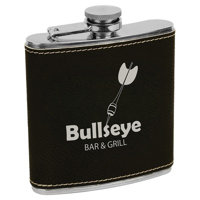 Leatherette Flask (Black/Silver)