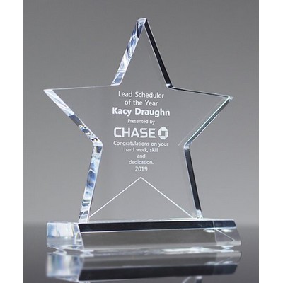 Acrylic Star Award With Base, Clear, Small (5" x 5-3/4")