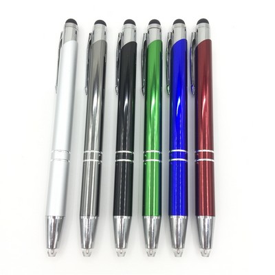 Metallic Click Action Ball Pen With Soft Touch Stylus And LED Light