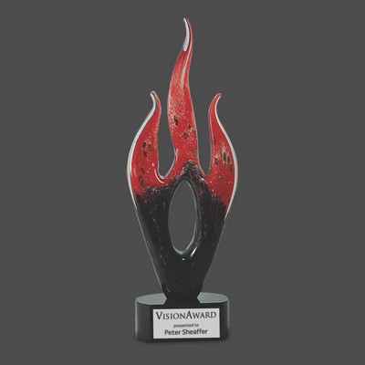 Red/Black Flame Art Glass Award (16")