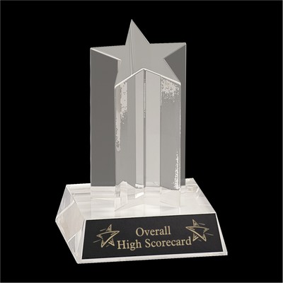 Clear Single Star Column Acrylic Award w/Clear Base (5")