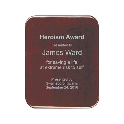Rosewood High Gloss Color-Fill Plaque - Round Corners (6"x8")