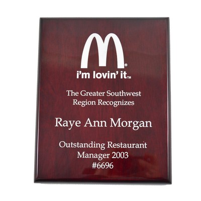 Rosewood High Gloss Color-Fill Plaque - Square Corners (9"x12")