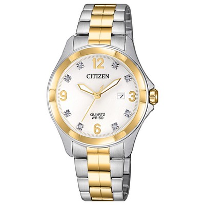 Citizen® Ladies' Eco Quartz Watch w/Silver & Gold Band