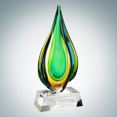 Art Glass Rainforest Award w/ Clear Base