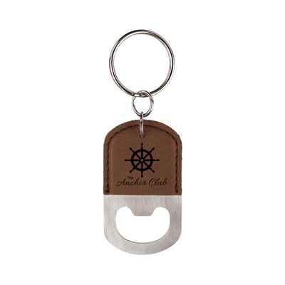 Leatherette Bottle Opener Keychain (Dark Brown)