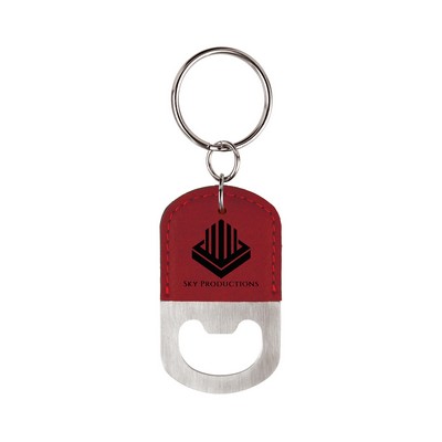 Leatherette Bottle Opener Keychain (Rose Red)