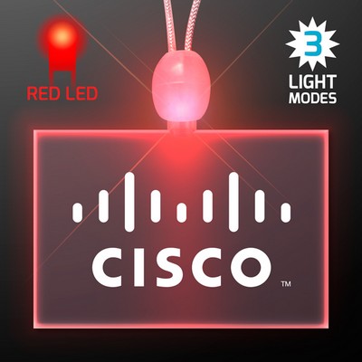 Light Up Promotional Acrylic Rectangle Necklaces with Red LED - PRINTED