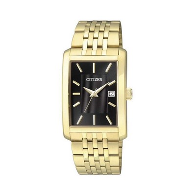 Citizen® Men's Quartz Gold-Tone Stainless Steel Watch W/ Black Dial & Date